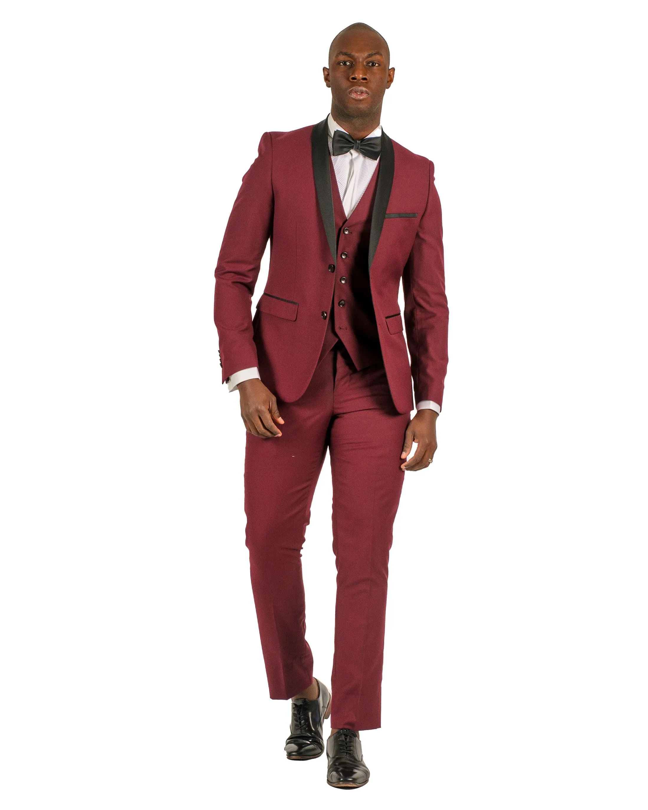 2 Button Shawl Lapel Burgundy Slim Fit Suit FF2SSX V-1230