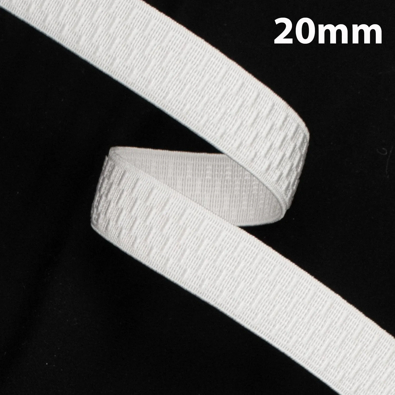 30M Roll Ribbed Non-Roll Elastic Black & White