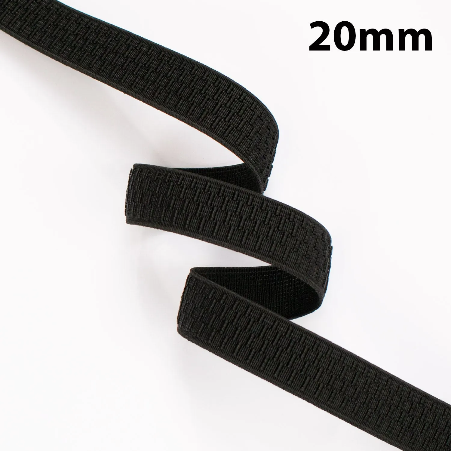 30M Roll Ribbed Non-Roll Elastic Black & White