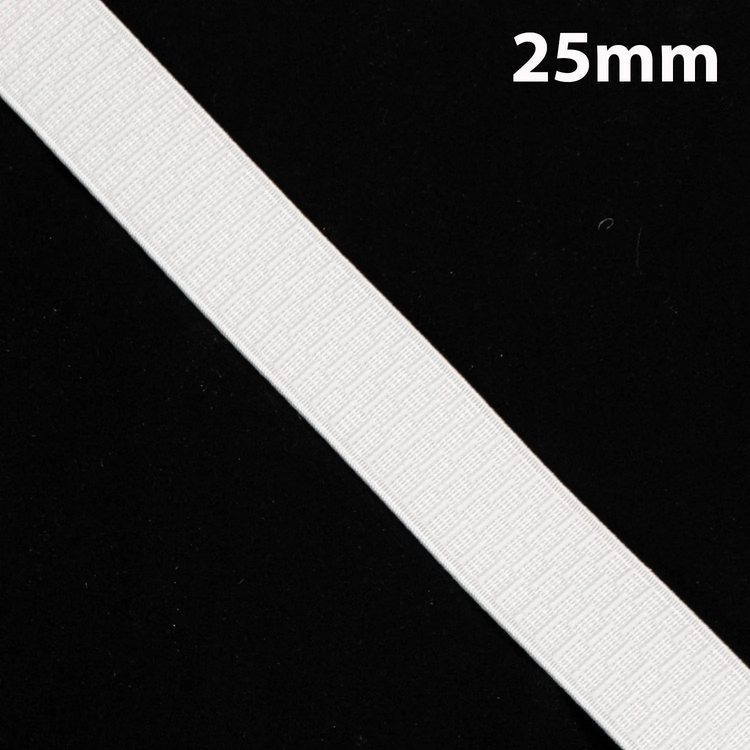 30M Roll Ribbed Non-Roll Elastic Black & White