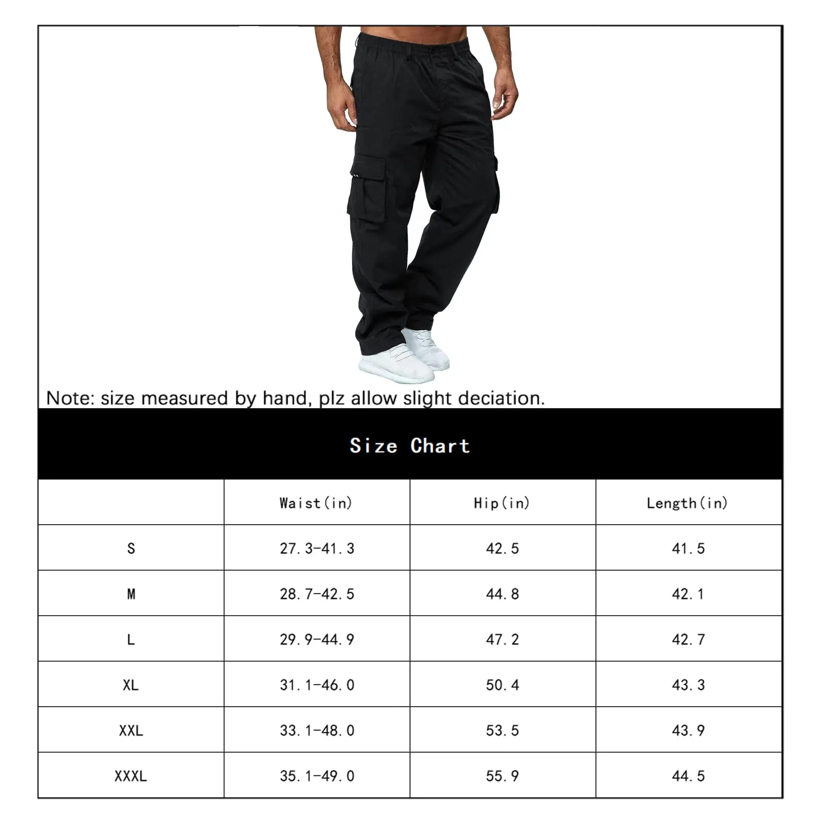 AIFARLD Men's Cargo Pants with Pockets Cotton Hiking Sweatpants Casual Athletic Jogger Sports Outdoor Trousers Relaxed Fit Black