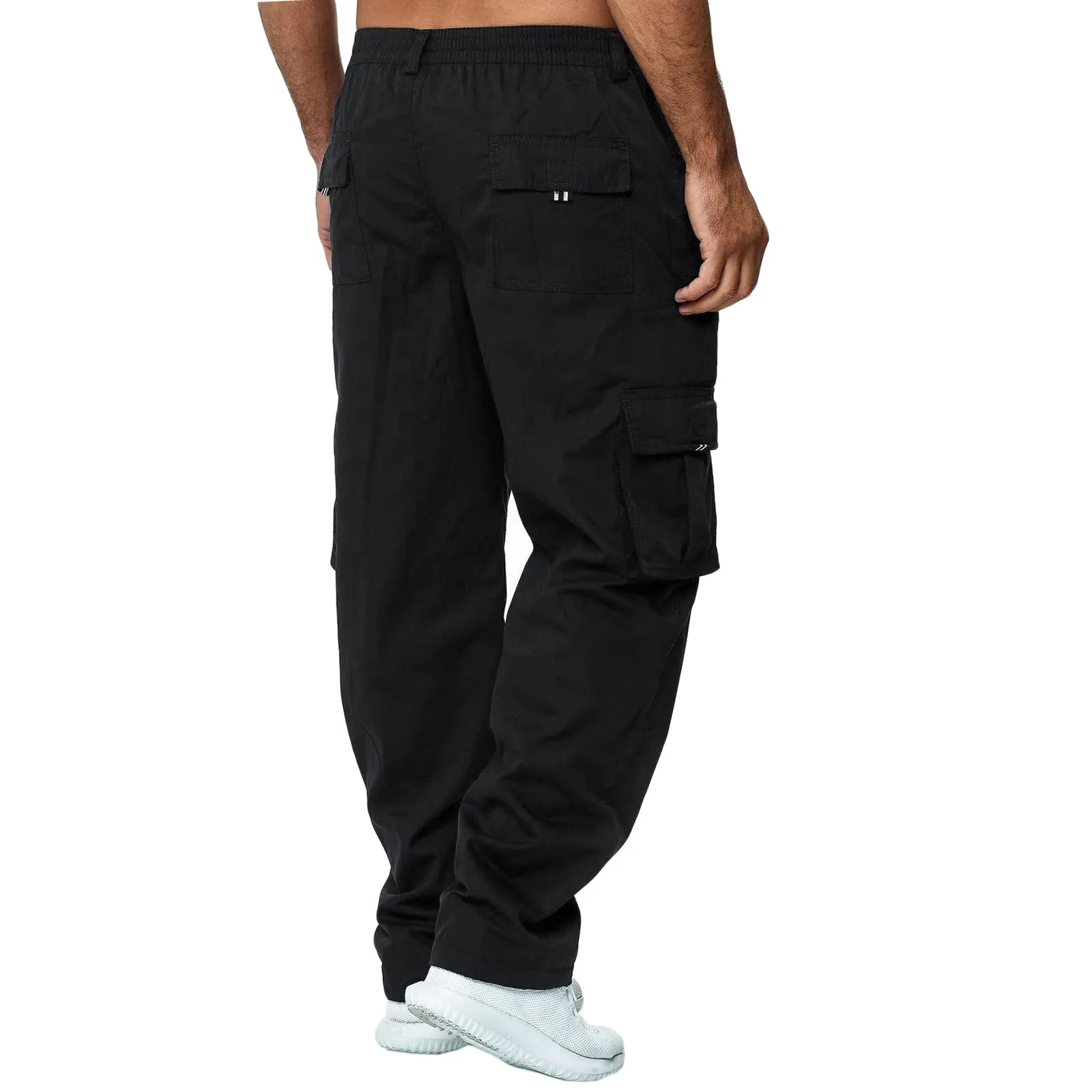 AIFARLD Men's Cargo Pants with Pockets Cotton Hiking Sweatpants Casual Athletic Jogger Sports Outdoor Trousers Relaxed Fit Black