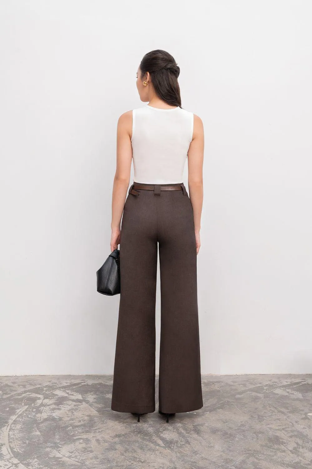 Amabel Straight Slit Hem Polycotton Ankle Length Pants