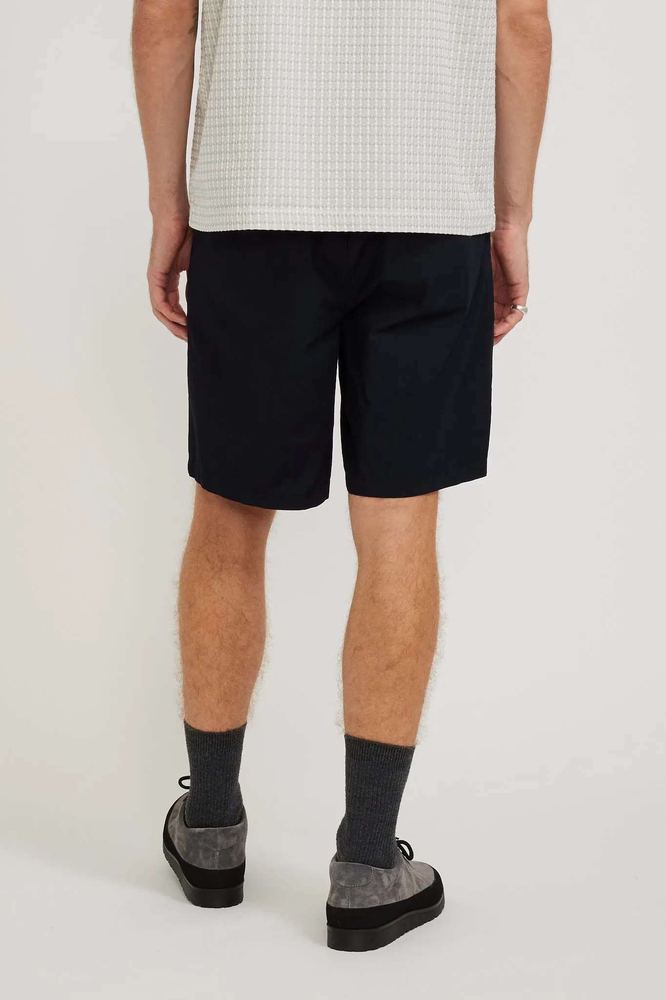 Benn Relaxed Typewriter Pleated Short Dark Navy