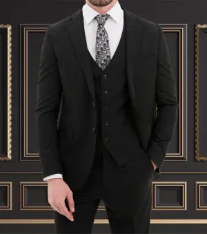 Black Suit | 3 Piece Slim Fit Suit | premium 4 way stretch