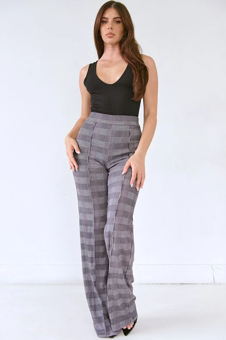 Black/White Pants Our Most Popular Gina High Waisted Plaid