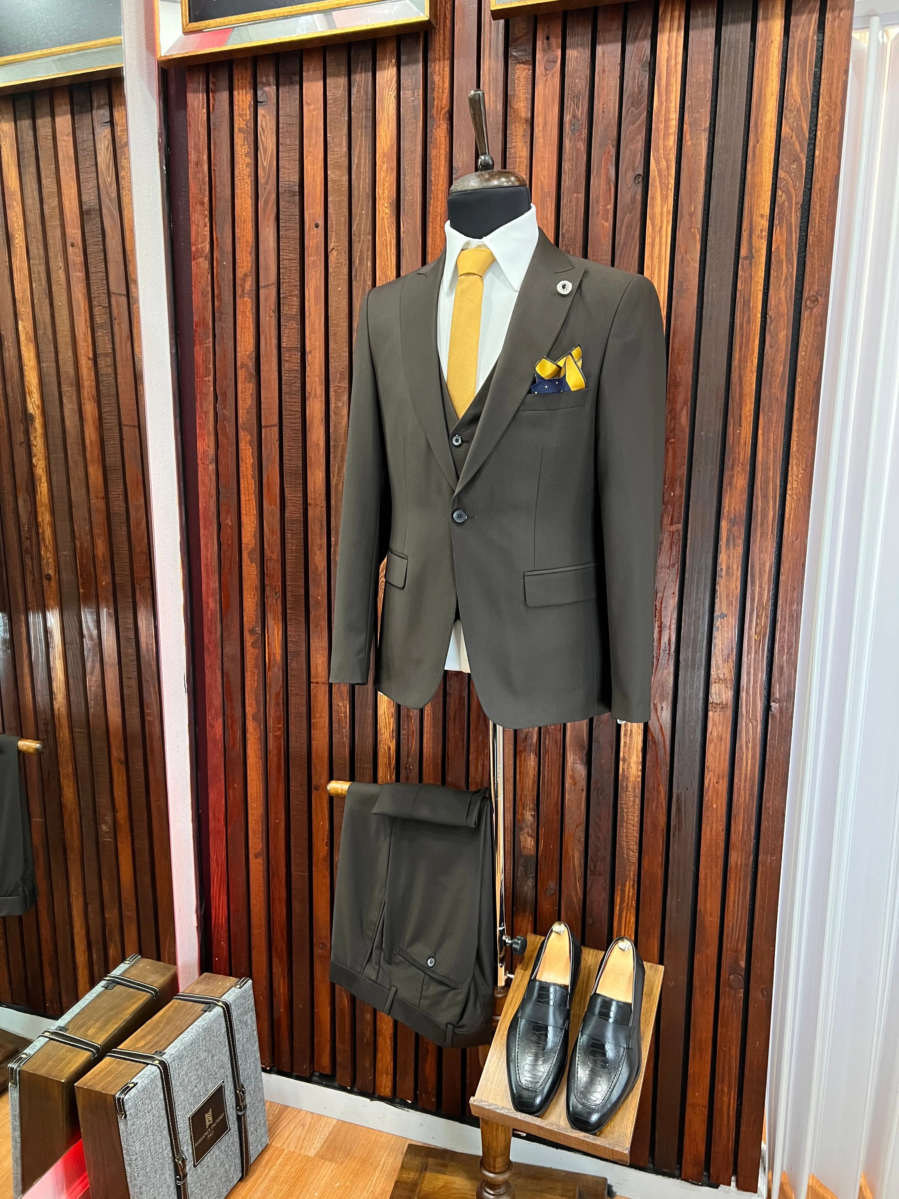 Brown 3 Piece Slim Fit Suit