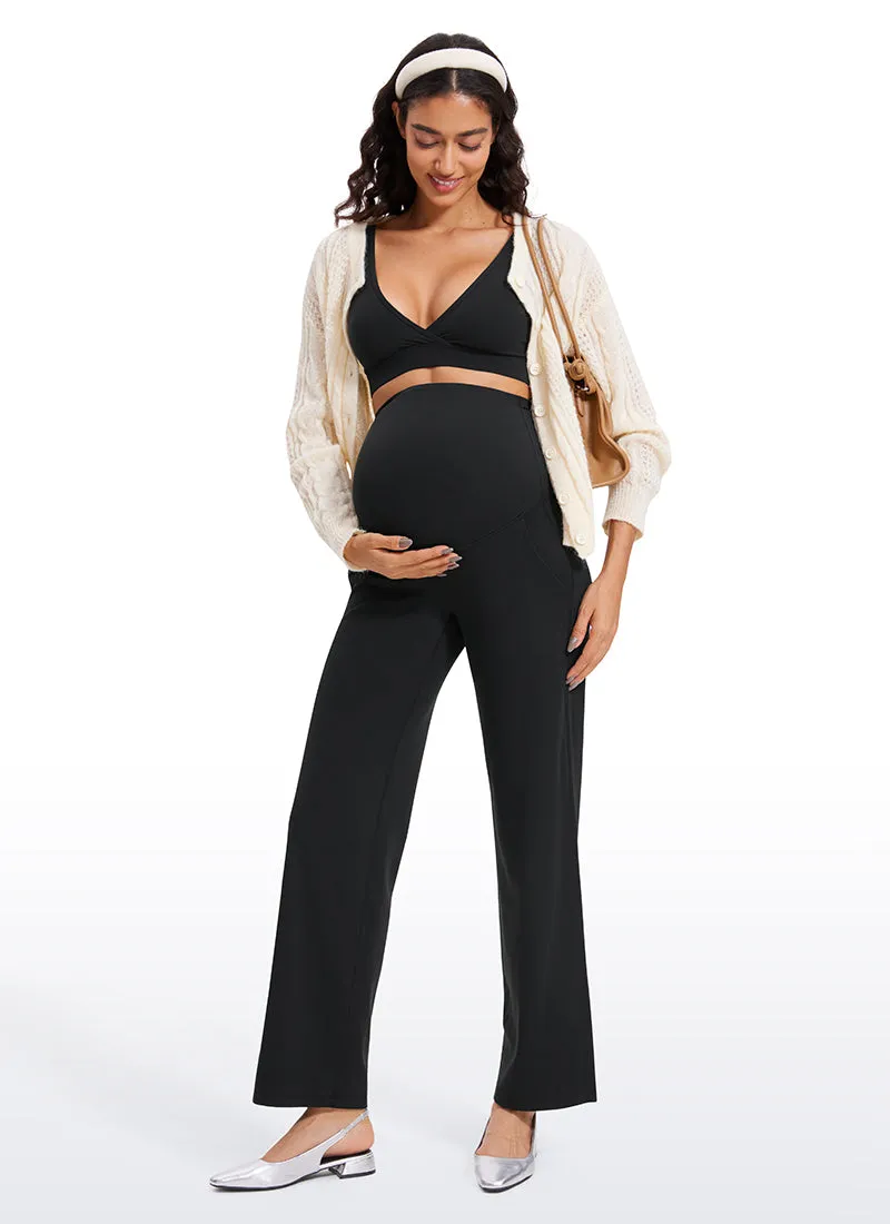 Butterluxe Maternity Wide Leg Pants Flare Leggings with Pockets 31.5"