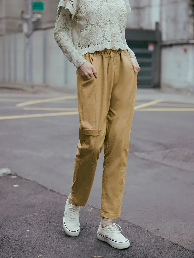 Casual Cargo Elastic Waist Harem Pants