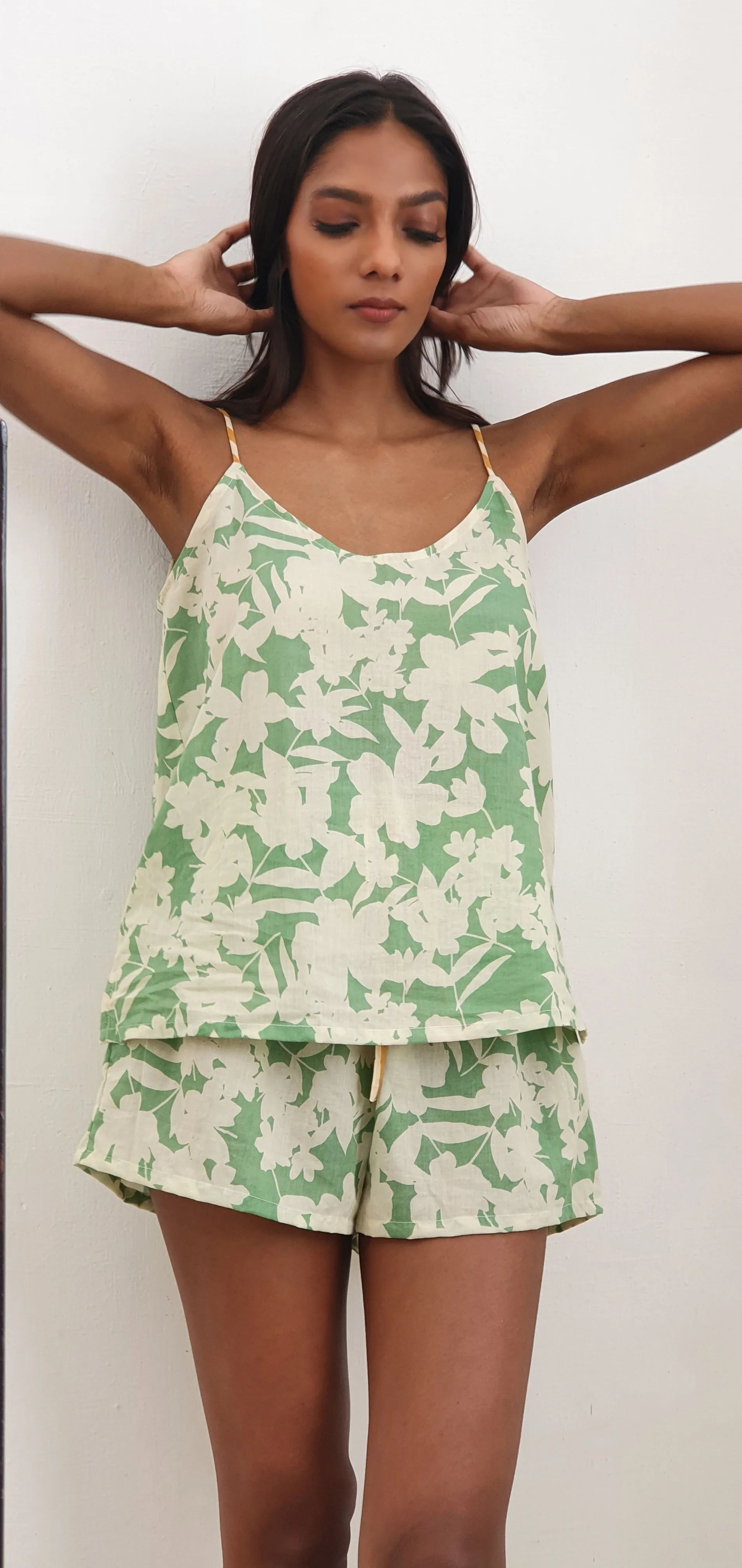 Chhaya Tank Top - Green Shadow Floral