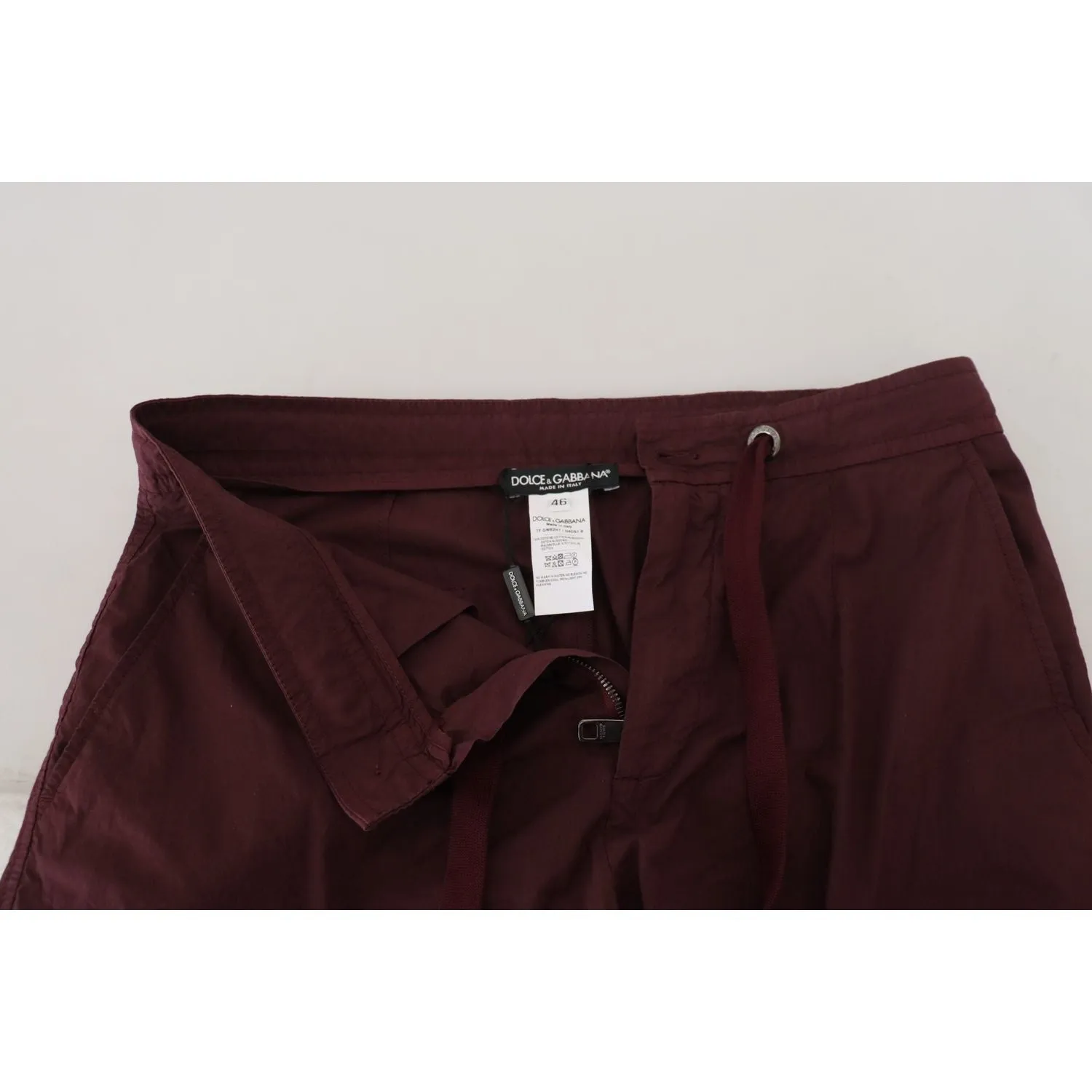 Dolce & Gabbana Elegant Burgundy Cotton Jogger Pants