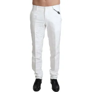 Dolce & Gabbana Elegant White Brocade Dress Pants