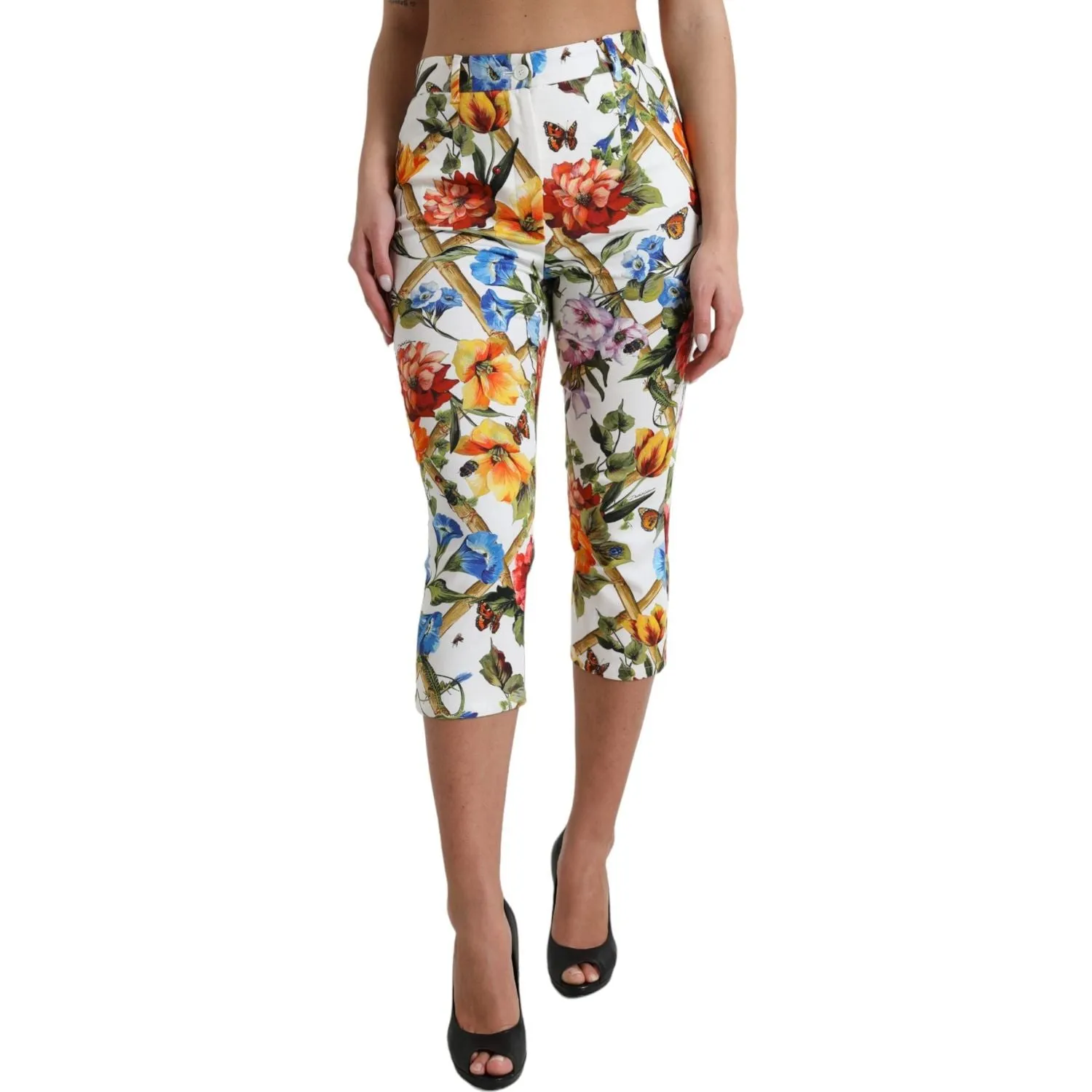 Dolce & Gabbana Floral High Waist Cropped Fashion Pants