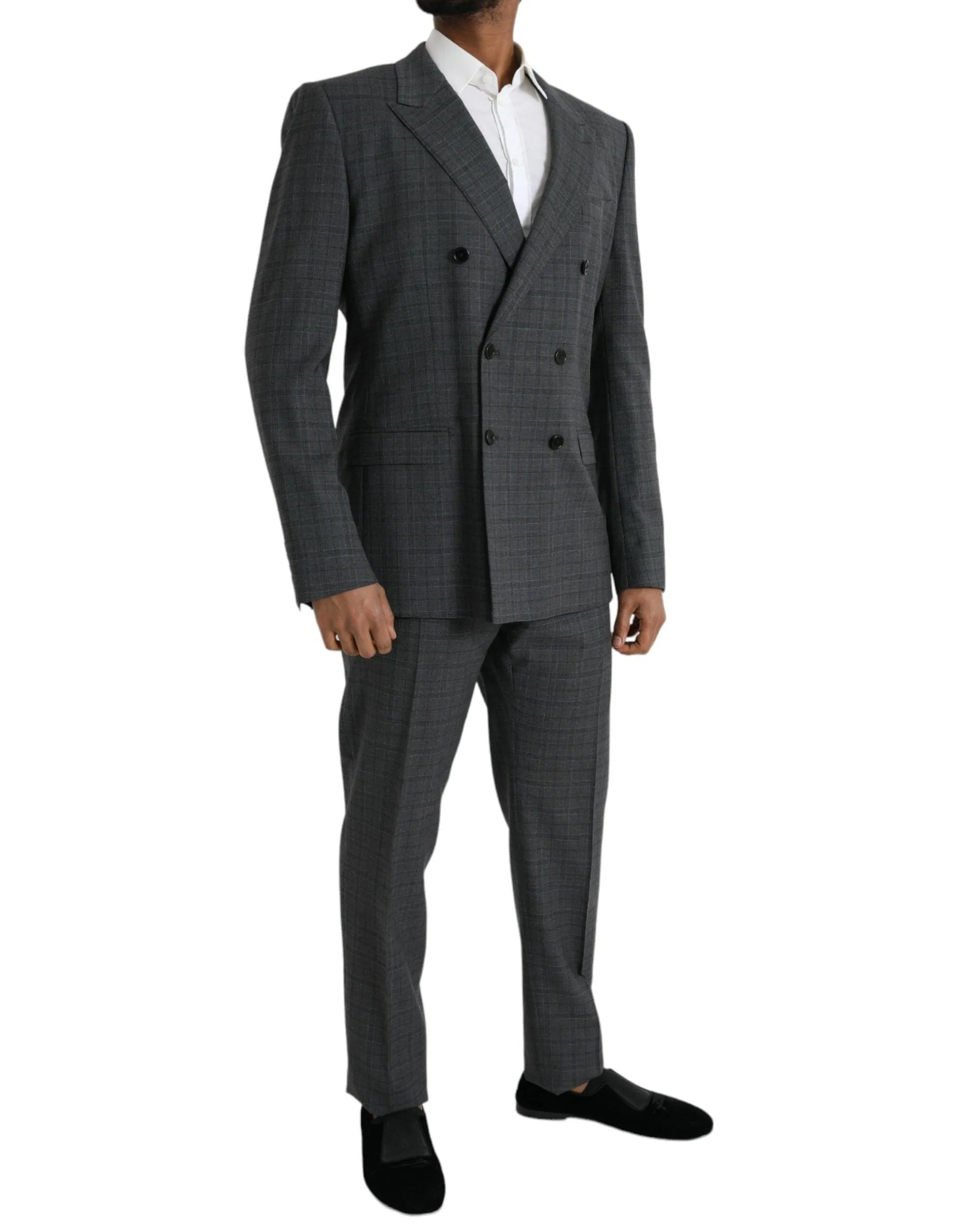 Dolce & Gabbana Gray Plaid Two Piece Suit