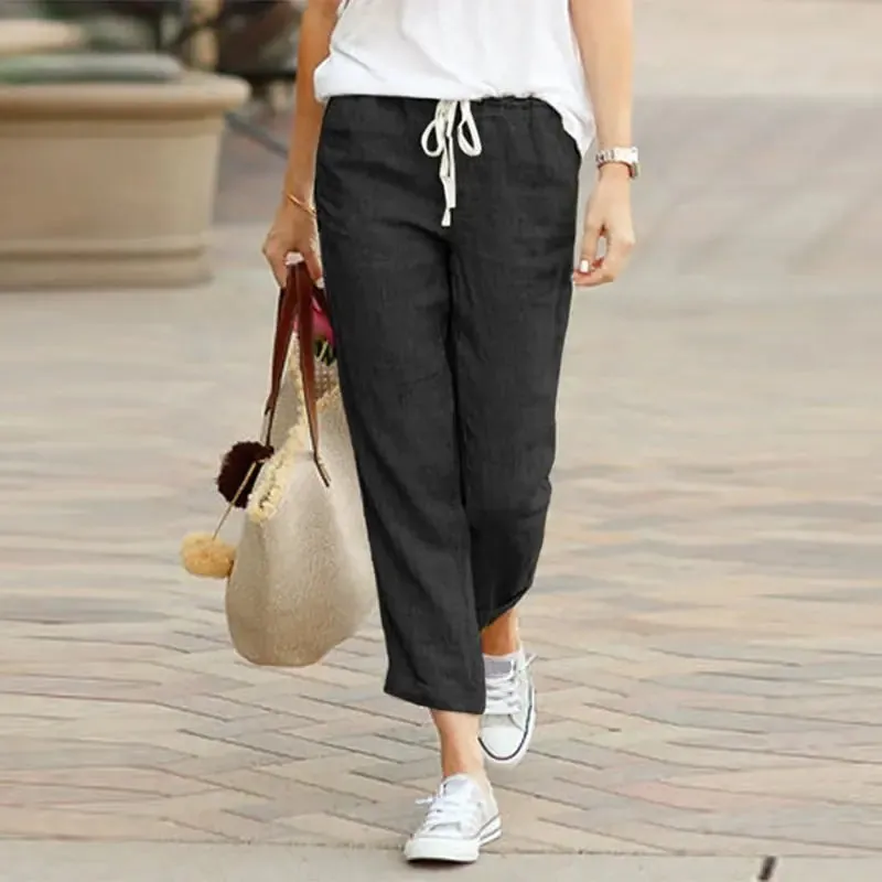 Drawstring Elastic Waist Pants