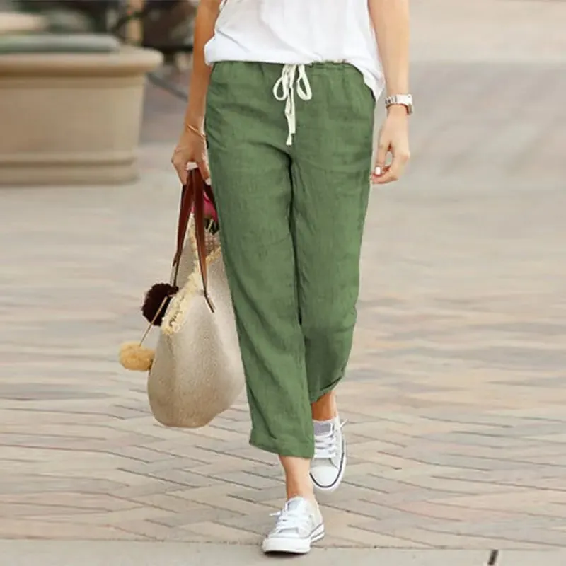 Drawstring Elastic Waist Pants