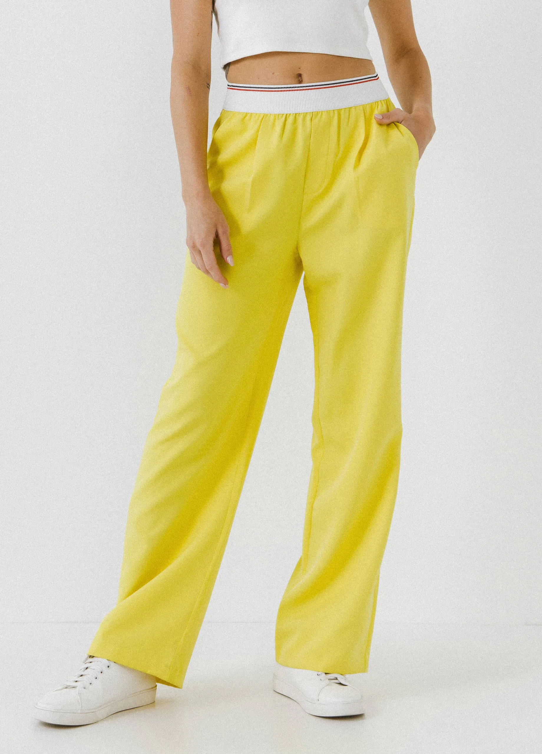 Elastic Trim Wide Pants