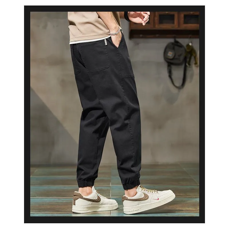 Elastic Waist Loose Fit Tapered Pants