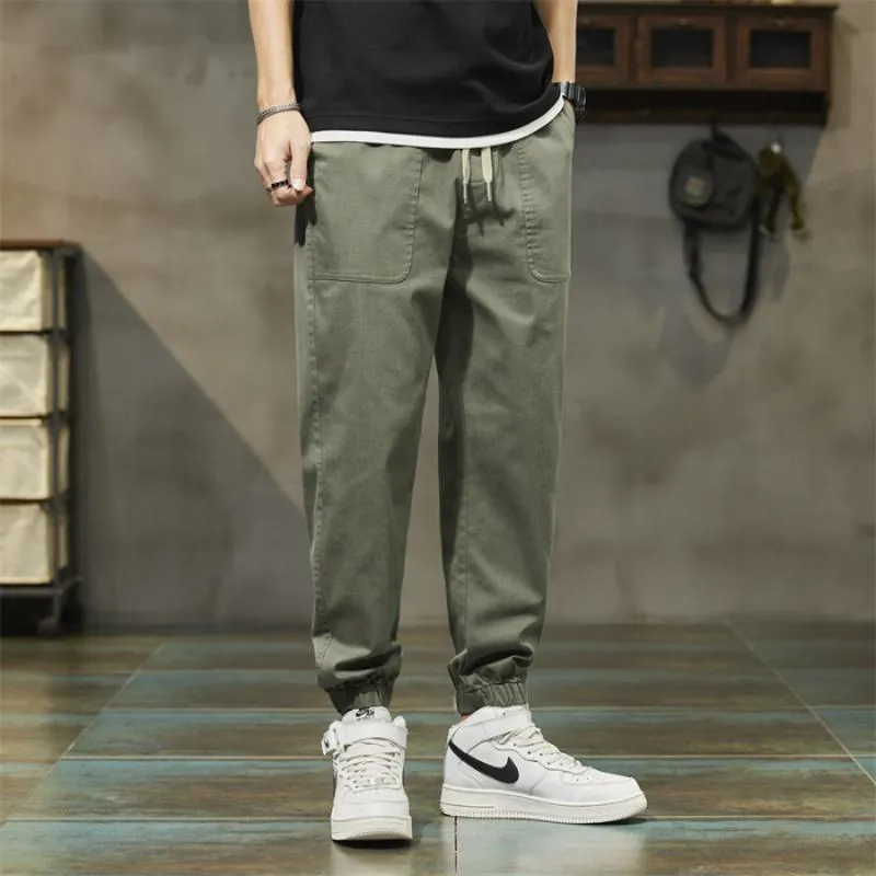 Elastic Waist Loose Fit Tapered Pants