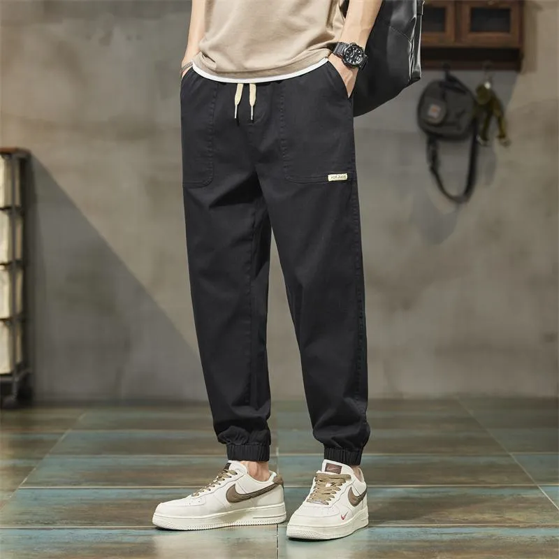 Elastic Waist Loose Fit Tapered Pants