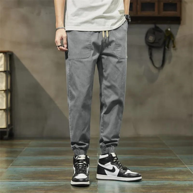 Elastic Waist Loose Fit Tapered Pants