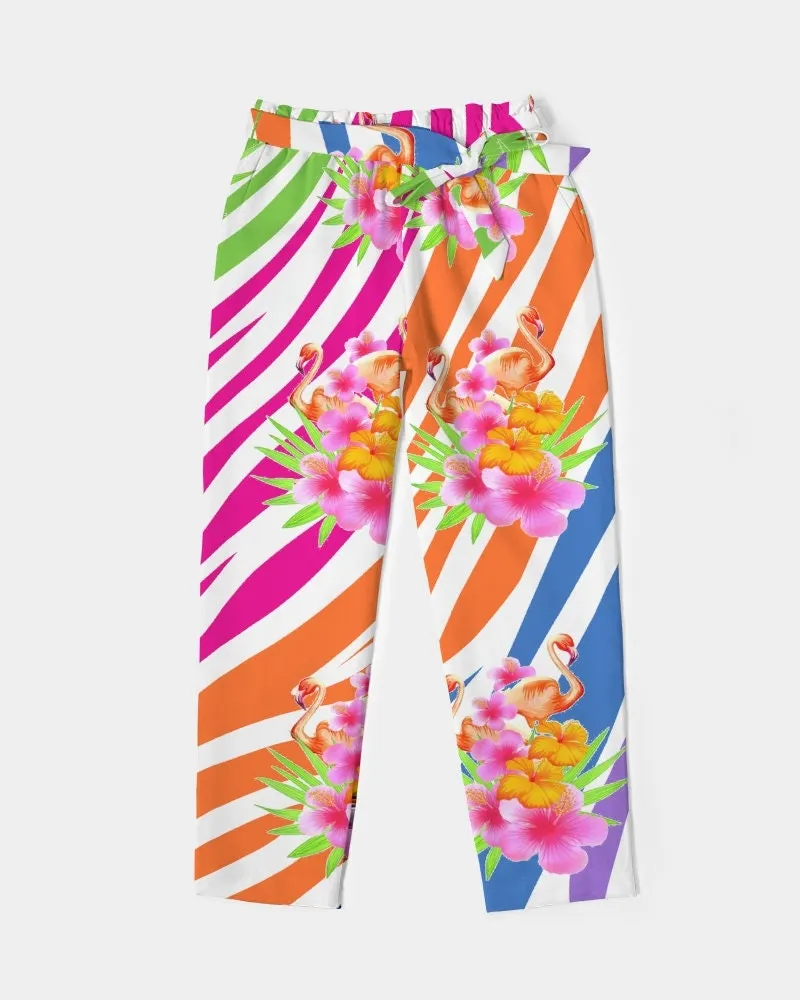 Flamingo Fiesta Women's Belted Tapered Pants