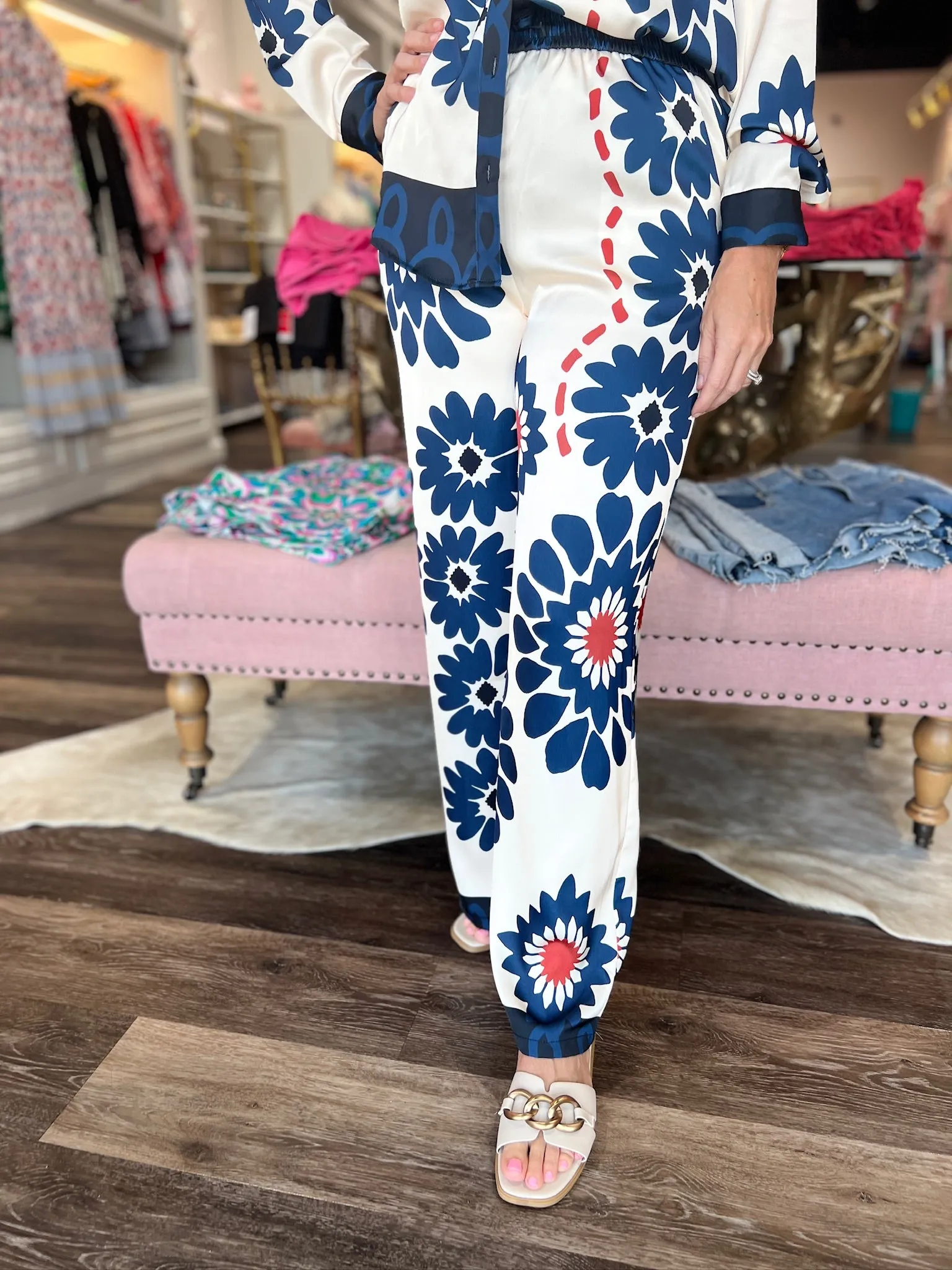 Floral Print Elastic Pant