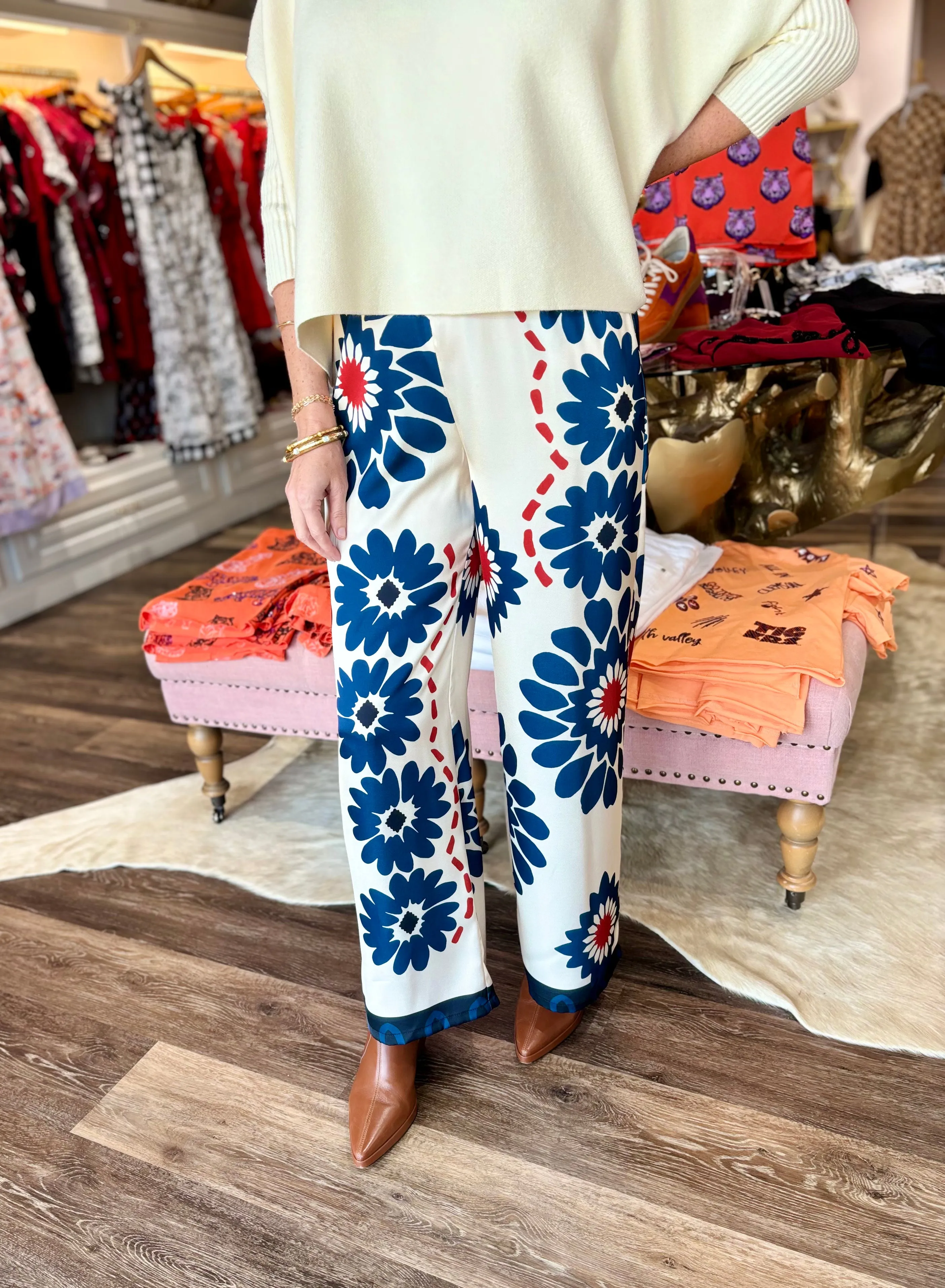 Floral Print Elastic Pant