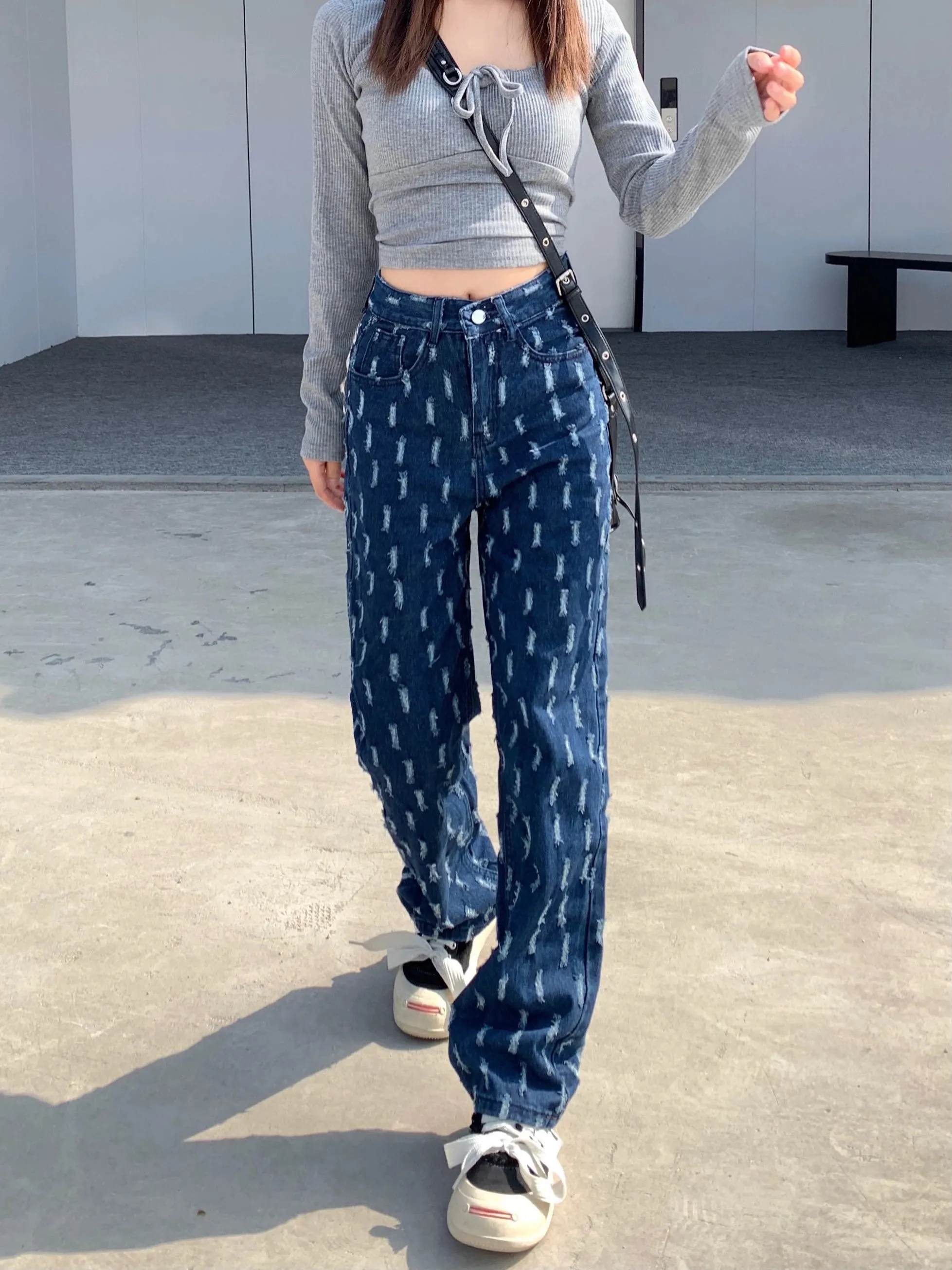 Girlary High Waist Women Black Jeans Hip-hop Style Fashion Vintage Streetwear Y2K Wide Leg Jean 2024 Female Trouser Baggy Denim Pants