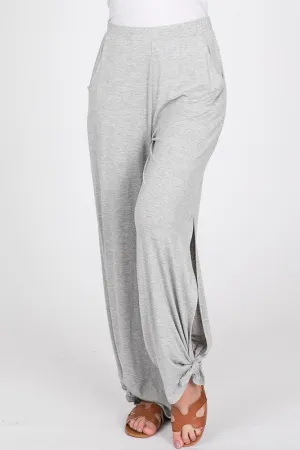 H.Grey Split Side Tied Hem Pants