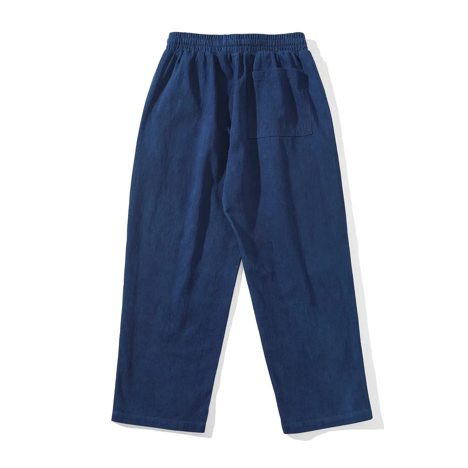 Indigo Dyed Herringbone Cotton Pants