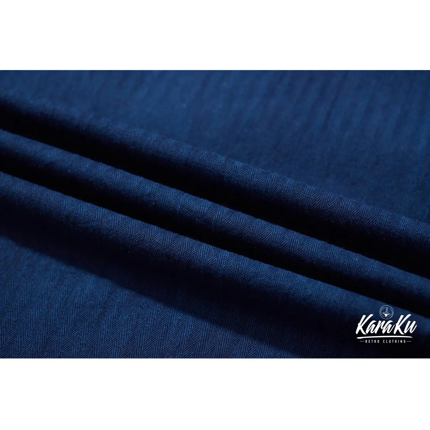 Indigo Dyed Herringbone Cotton Pants