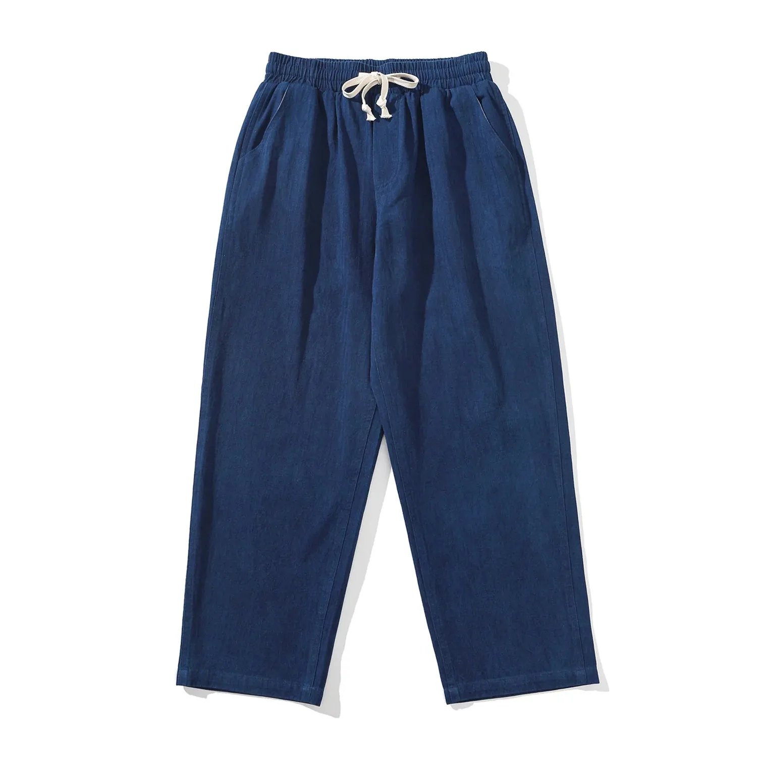 Indigo Dyed Herringbone Cotton Pants