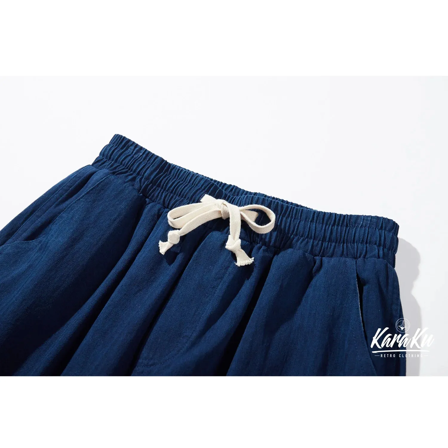 Indigo Dyed Herringbone Cotton Pants