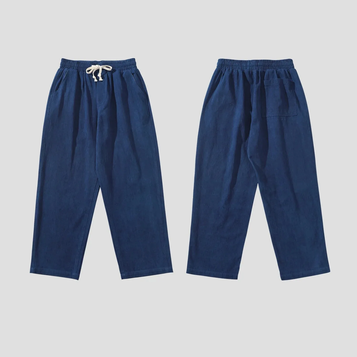 Indigo Dyed Herringbone Cotton Pants