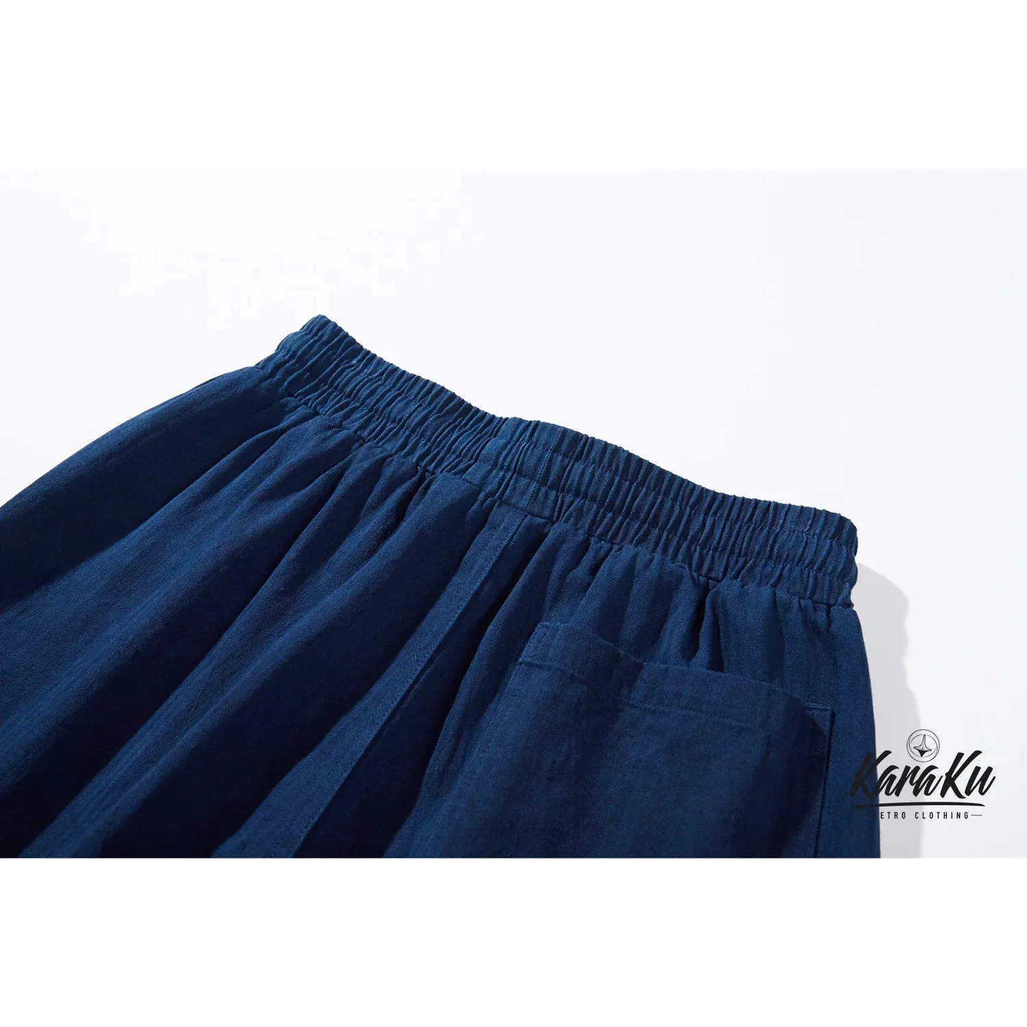 Indigo Dyed Herringbone Cotton Pants