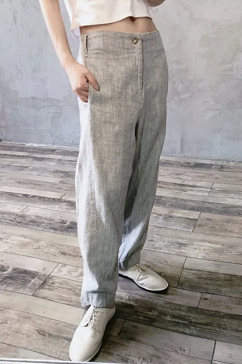 Khaki Linen Summer Autumn Women Casual Pants  PZ97266