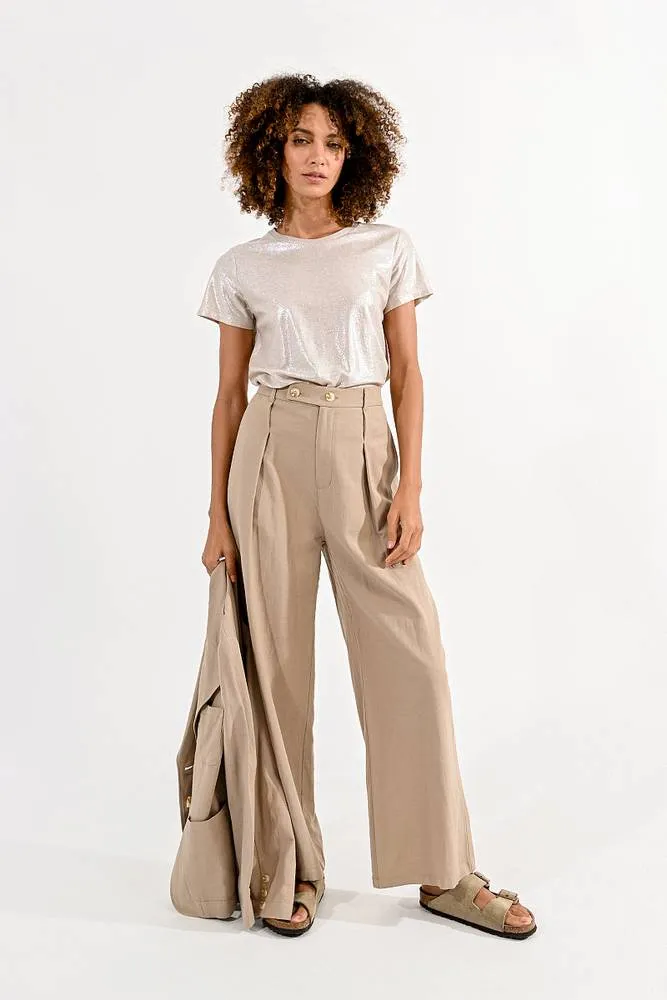 Ladies Woven Pants - Pantaloni Wide con Pinces