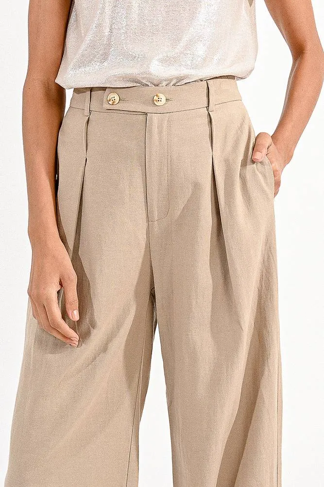 Ladies Woven Pants - Pantaloni Wide con Pinces