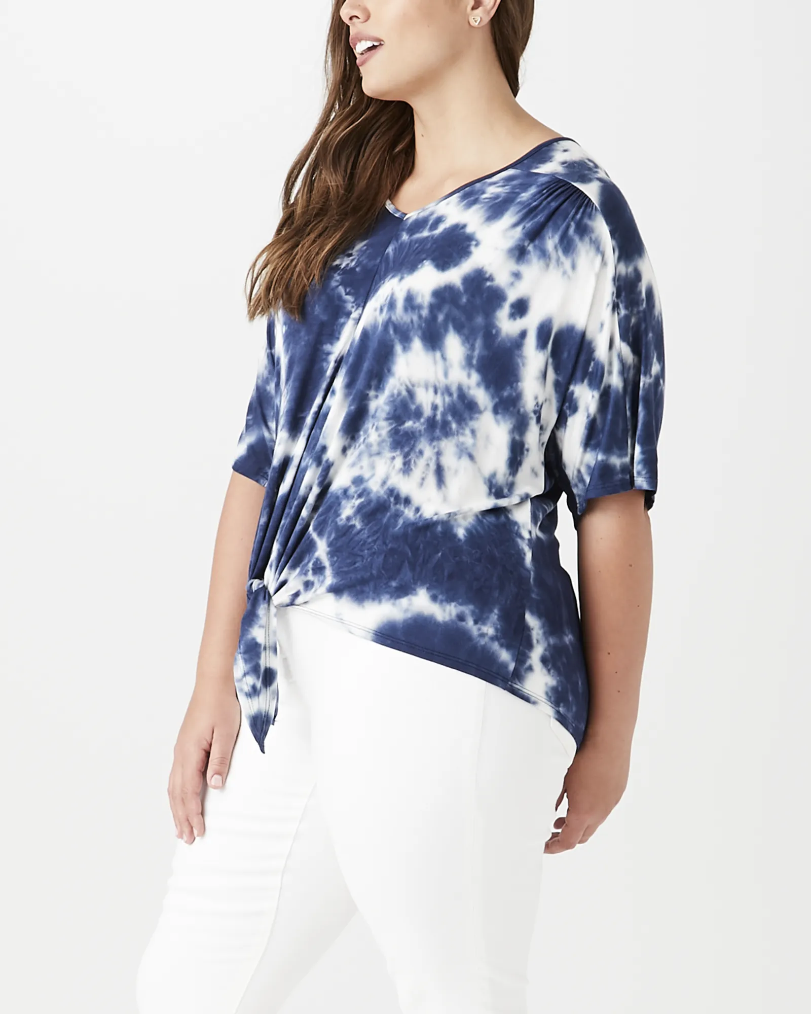 Lexi Tie-Front Tee | Navy / White