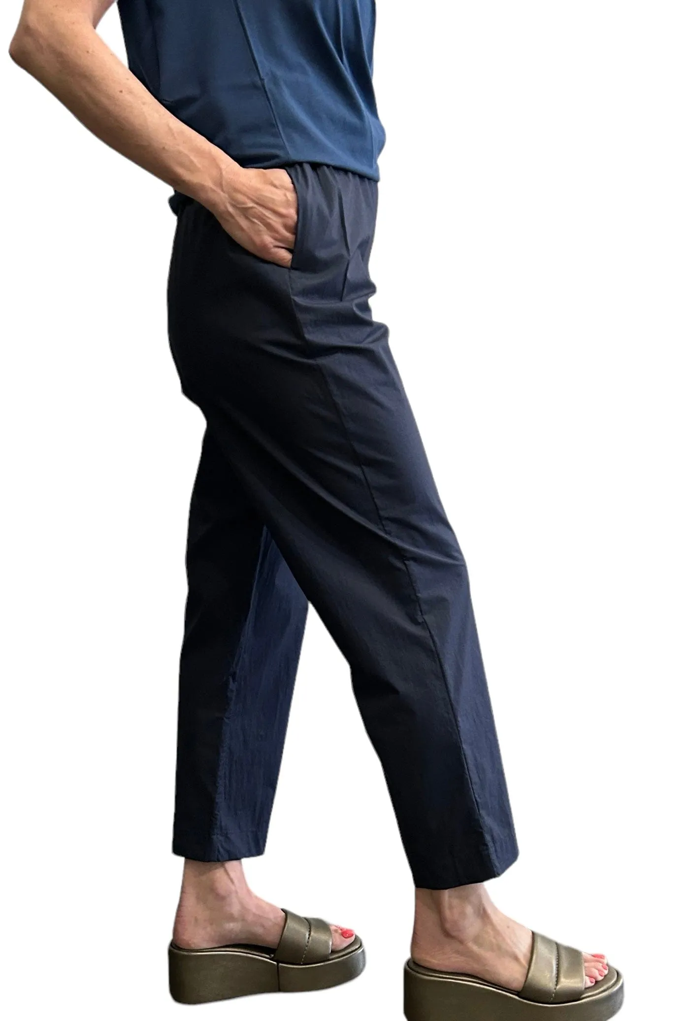 Light Cotton Comfortable Basic Pants Navy