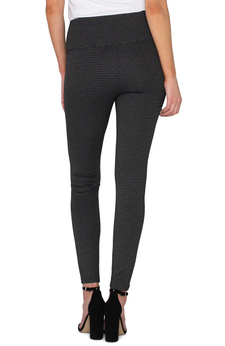 Liverpool Reese Seamed Pull-On Leggings Black and White Mini Grid