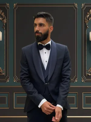 Men's Navy Blue Tuxedo with Shawl Lapel | Classic Formal Tuxedo