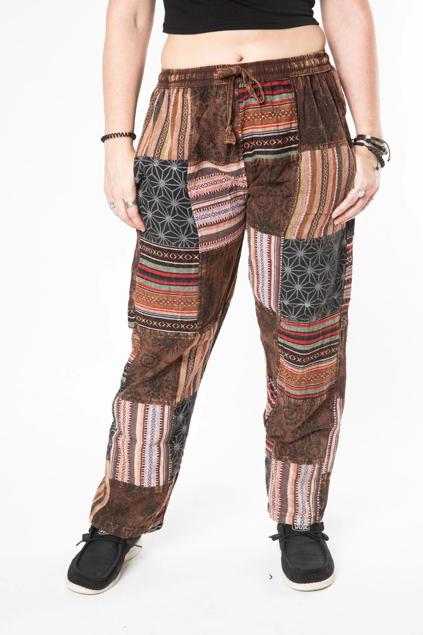 Patchwork Stone Wash Meditation Pants