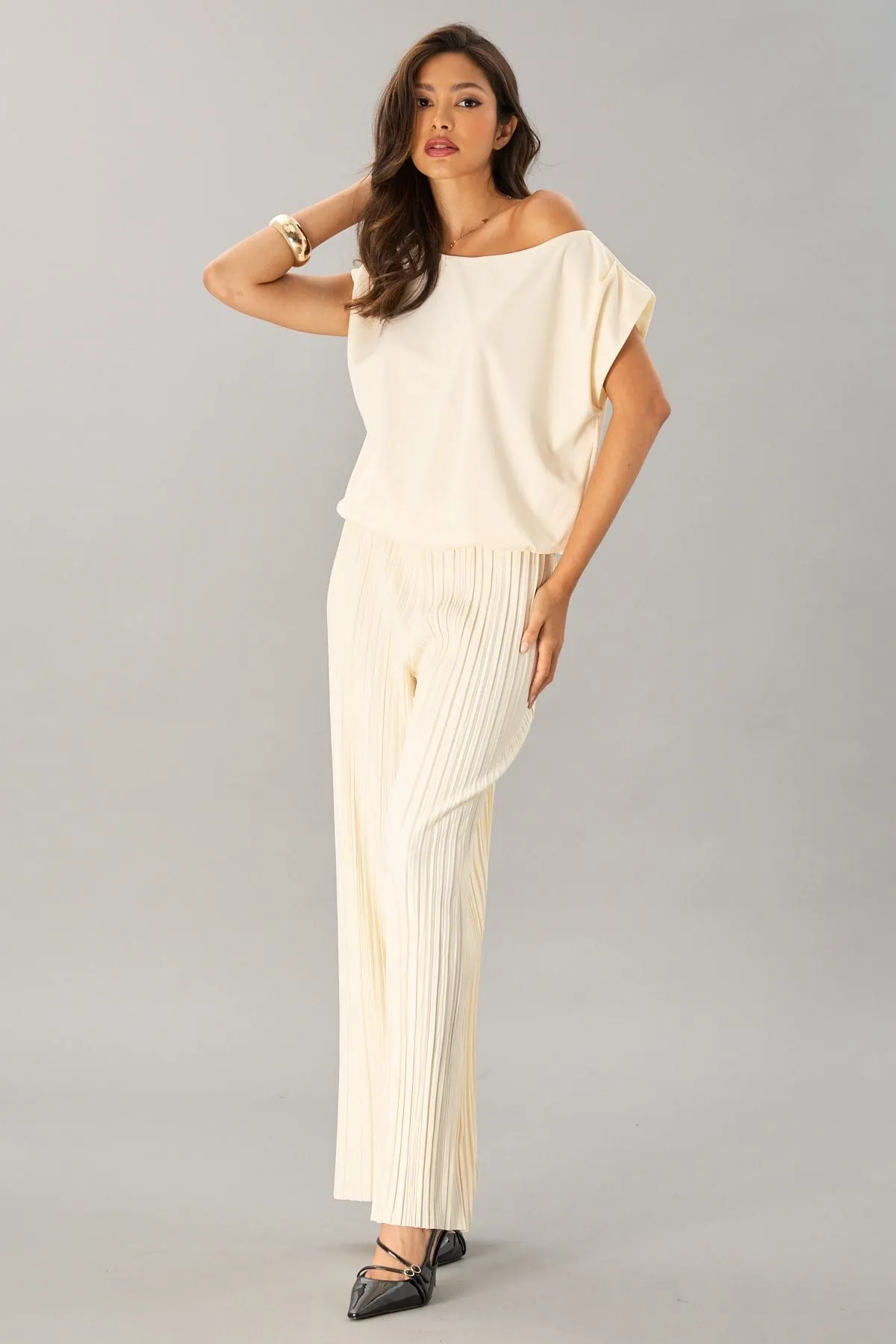 Pleated Pull On Pant