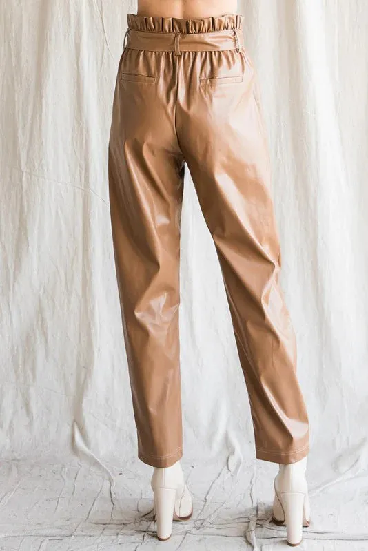 Pleather Favorite Mocha Paperbag Pants