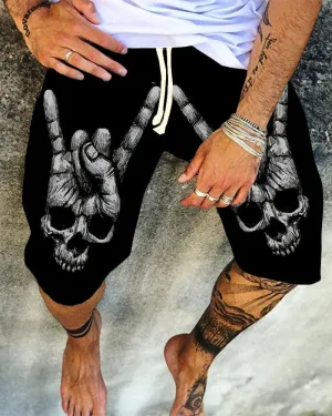 Pocket Skull Fashion Summer  Casual Shorts