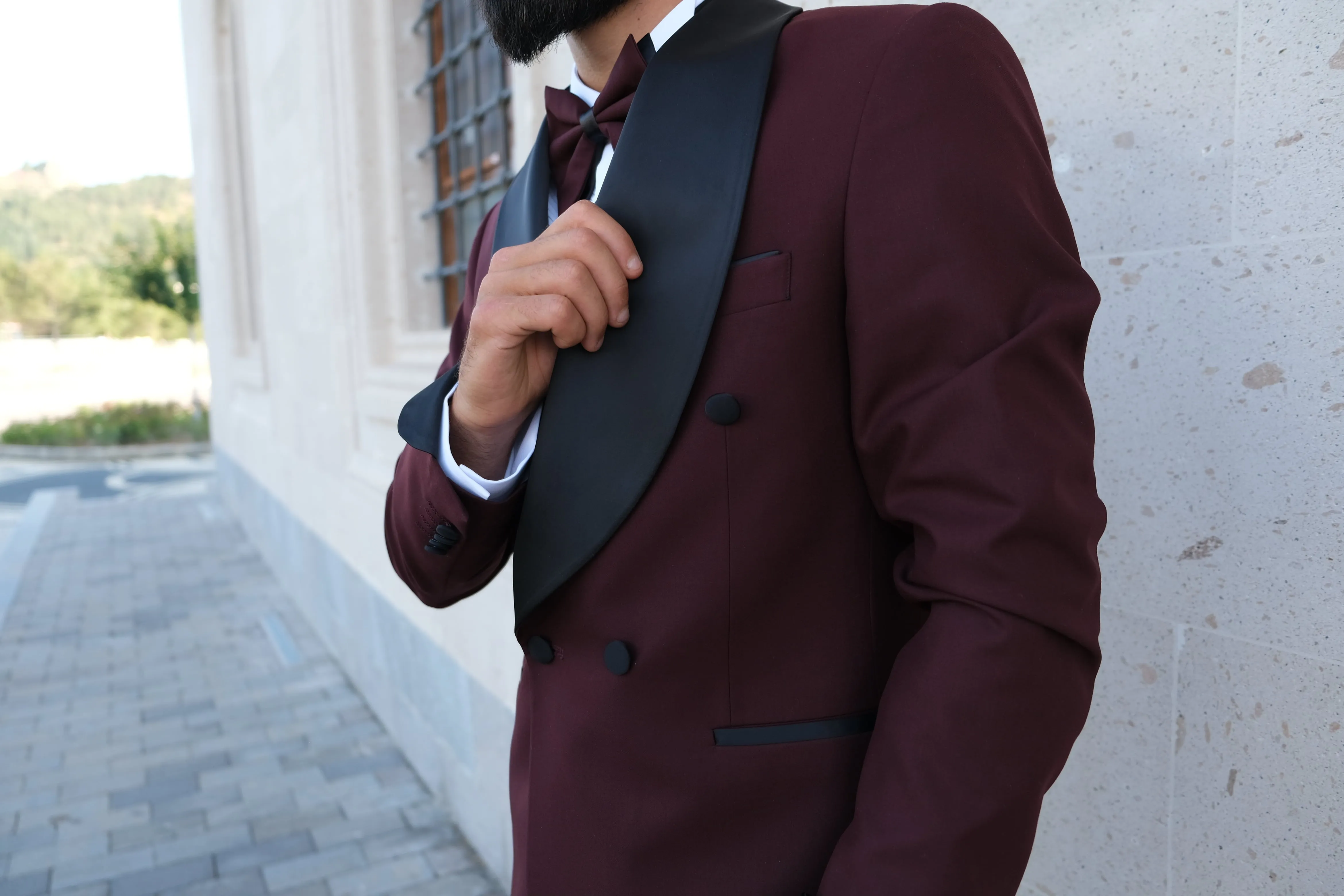 Premium Slim Fit Burgundy color Wedding Tuxedo _ Shawl Lapel