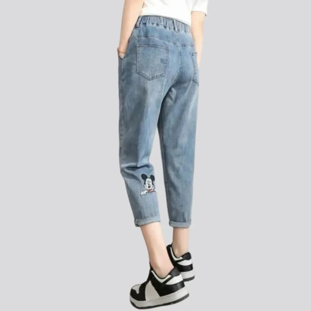 Street hight-waist denim pants for women