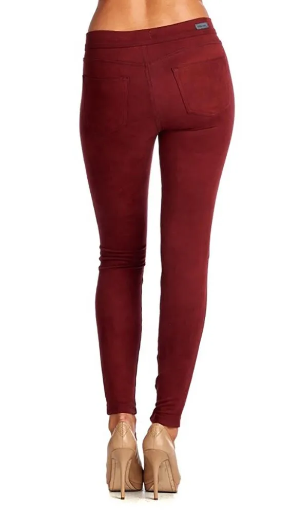 Suede Skinny Pants Legging Red